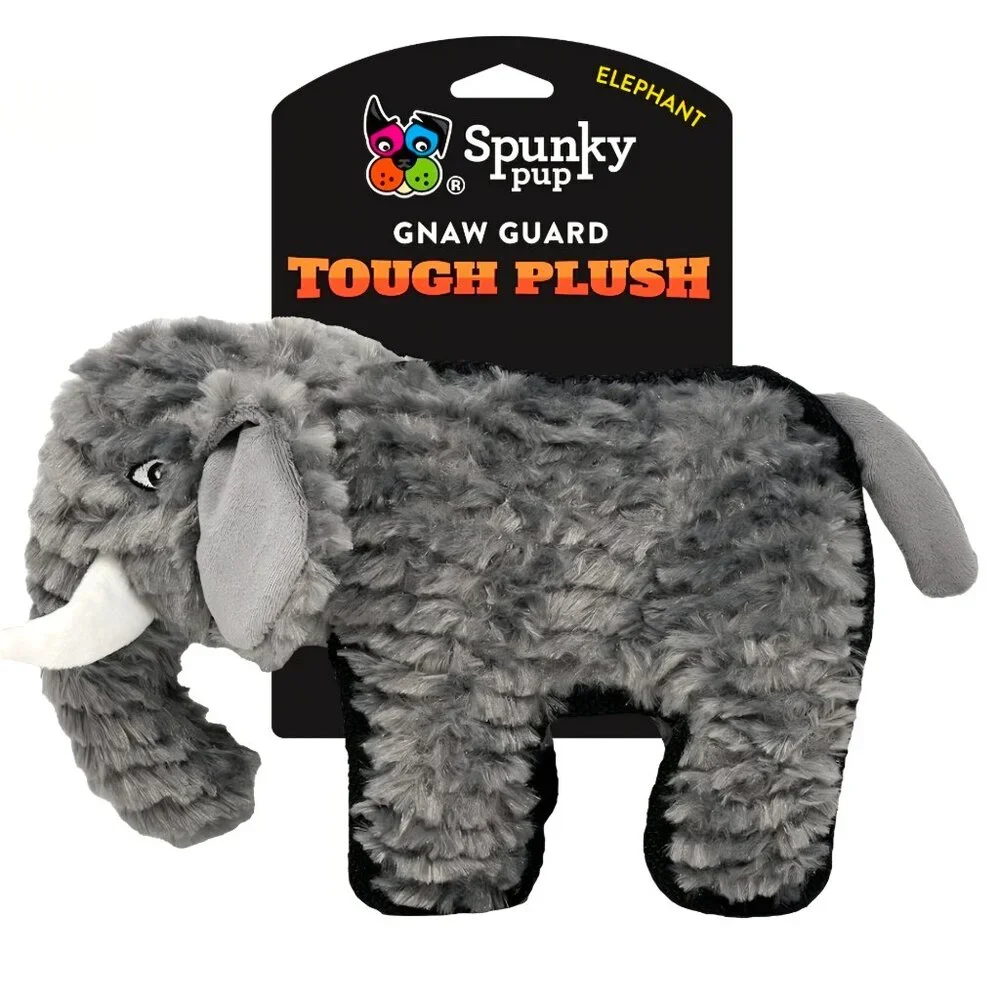Spunky Pup NWT Gnaw Guard Triple Stitch Tough Elephant Squeaky Plush Dog Toy